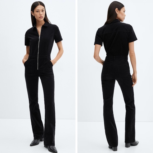 Mango Corduroy Jumpsuit In Black Size Small - Picture 1 of 11